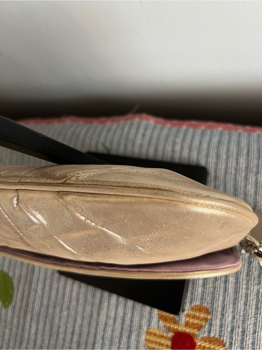 Coach Pleated Metallic Gold Leather Wristlet Clutch EUC - Picture 8 of 10